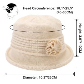 Yutdeng Women's Beanie with Peak, Women's Winter Knitted Hat, Warm Knitted Bucket Hats, Elegant Fishing Hat, Thick Crochet Hat with Visor, Fashion Beanie Cap, Soft, beige