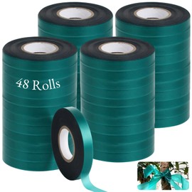 Homaisson 48 Rolls Stretch Tie Tape, 147.6 Feet 0.5 Inch Garden Tie Tape, Garden Vinyl Stake, Stretchy Soft Vinyl Tape for Indoor Outdoor Plants, Patios, Vegetable Fields, Orchards