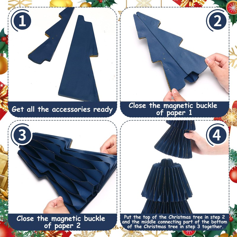 Motipuns 2 Pcs 20 Inch Large Paper Christmas Trees Decorations