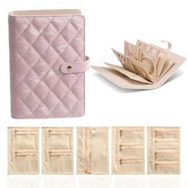 Portable Leather Jewelry Organizer with Velvet Pouches – Travel Jewelry Case for Rings, Necklaces, Bracelets & Earrings