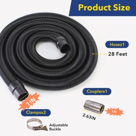 70424 28 FT Retractable RV Sewer Hose - 9FT When Collapsed, 1" Inner Diameter, Black - Compatible with Sani-Con Macerator Pumps (Not for Turbo Models) with Quick-Connect Fittings