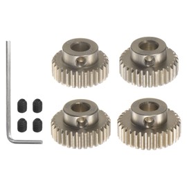 sourcing map 48P 7075 Aluminum Pinion Motor Gear Set 4pcs 28T 29T 30T 31T Fit 5mm RC Motor Shaft 48 Pitch Gears for RC Car, with Hex Key