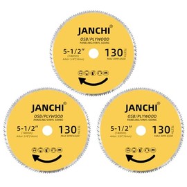 3Pack 5-1/2 Inch 130T Circular Saw Blade 5/8 Inch (16mm) Arbor, Plywood, OSB, Paneling and Vinyl Siding Fast and Smooth Cutting Saw Blade, with 5/8"-1/2" and 5/8"-3/8" Bushing