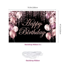 Rose Gold Happy Birthday Banner Backdrop Large Happy Birthday Yard Sign for Women Girl Photo Background It's My Birthday Backdrop Photo Booth Baby Shower Indoor Outdoor Party Decoration Supplies