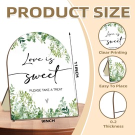 Love is Sweet Please Take A Treat Sign, Love is Sweet Sign for Baby Shower, Bridal Shower Decor Supplies, Eucalyptus Leaf Decoration Wedding Sign Favors for Guests 9 * 11IN