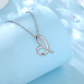 EUDORA Women's Necklace Letter Chain with Name, 925 Sterling Silver, Blue Cubic Zirconia, Alphabet Initial Pendant Necklaces for Women with Butterfly, Gifts for Women, Ladies, Girls, 45 cm