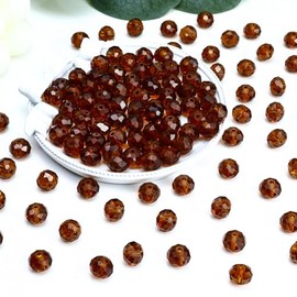 Dowarm 10MM Crystal Glass Beads for Jewelry Making, 100PCS Briolette Rondelle Crystal Beads for Crafts Wind Chimes Suncatchers, Faceted Loose Spacer Glass Beads, Dark Amber