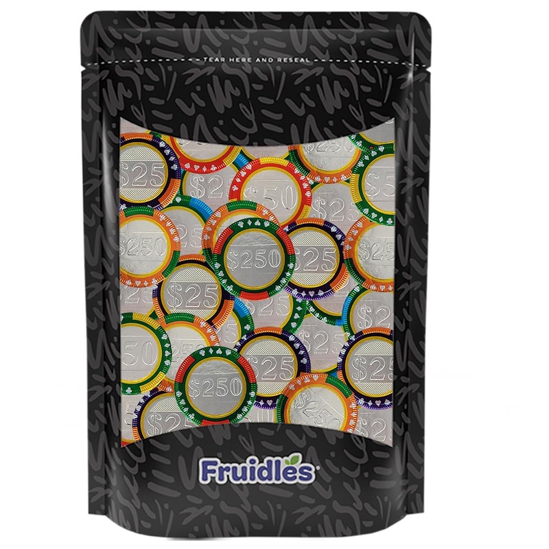 Fruidles 25-Pack Casino Poker Chips, Belgian Milk Chocolate Coins, Kosher