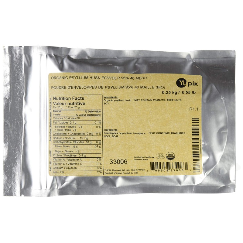 Yupik Organic Psyllium Husk Powder 95-Percent 40 Mesh, Non-GMO, Vegan,
