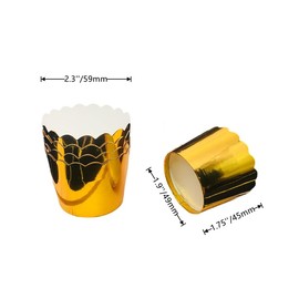 50 Pcs Gold Cupcake Liners 3.5 oz Foil Baking Cups Disposable Cupcake Wrappers Holders Muffin Liners,for Party Wedding Birthday Valentine