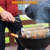 Rolling Grill Baskets,【2025Upgraded】 2Pcs Rolling BBQ Basket with Removable Wooden
