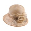 Women French Kentucky Sun-Hats Lace-Organza-Brim Derby Bowler-Straw-Hat Church Tea Party