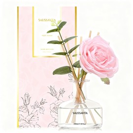 Saussavita Reed Diffusers Set, 7.10 oz Rose Water Scented Diffuser with 7 Sticks, Long Lasting Home Fragrance for 120 Days, Perfect for Bathroom, Shelf Decor, Air Fresheners