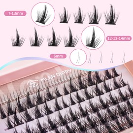 MLEN DIARY Manga Lashes 104 Clusters Lashes D Curl Cluster Individual Lashes Natural Look Fluffy Faux Mink Eyelash Extension Kit with Glue for Make Up DIY
