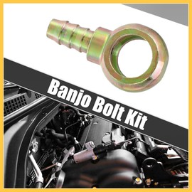 REPAIROCK 1Set Banjo Bolt Kit M18x1.5 Banjo Bolt Hose Barb Fittings Brake Line Fitting Adapter with Copper Washers for Motorcycle Car Iron Bronze Tone Auto Replacement Parts