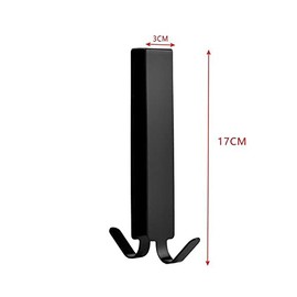 2 x Shower Door Hooks Extended 2 Pieces Shower Door Hooks Shower Door Hooks Glass Without Frame Hooks Double Towel Holder (Black)