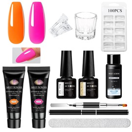 MEET ACROSS Poly Nail Gel 10Pcs Nail Extension Gel Set and Nail Extension Starter Kit for Beginners Nail Art DIY Home Gifts for Women (SET-10, 10pcs)