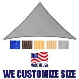 HOMA 19' x 19' x 19' Grey Sun Shade Sail Triangle Canopy, 95% UV Blockage Awning Shelter Fabric Cloth Screen for Patio Outdoor Backyard - Heavy Duty Commercial Grade (Custom Size - Made in USA)
