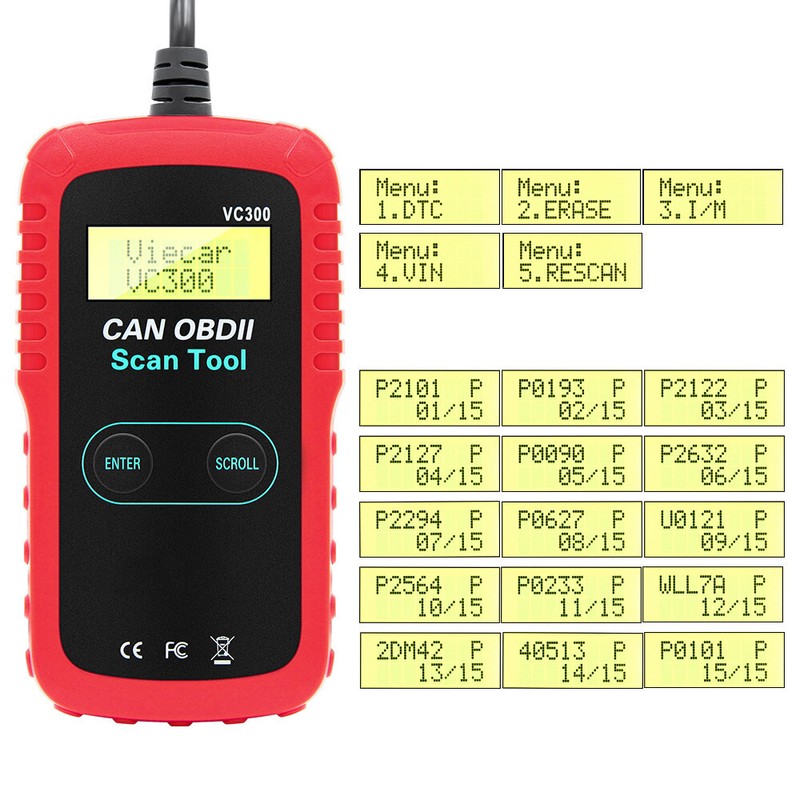 VC300 Check Engine Code Reader OBD2 Scanner with Reset Engine