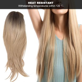 Peluca Ondulada Recta Larga y Dorada, Pelucas Sintéticas Naturales para Mujer con Flequillo Completo, Cosplay Pelucas Lavable, Adecuada Para Varias Formas De Cara, Pelucas Fiesta De La Moda Peluca De Pelo Sombreros