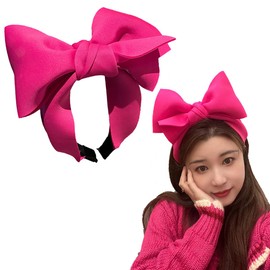 IHEOJAOC Bow Headbands Super Big Bows Hot Pink Headbands for Women Girls Princess Hairband Designer Headbands Top Knot Turban Hair Accessories for Girls