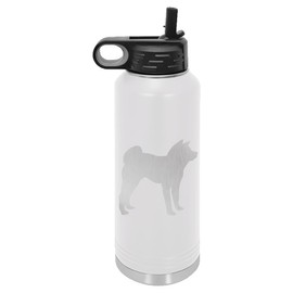 Akita Dog Insulated Water Bottle | Stainless Steel | Akita Dog Lover | Akita Gifts (32 oz, White)
