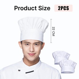 Yewseas Pack of 2 White Chef's Hat, Adjustable Unisex Chef Hat Adult for Restaurant Cooking BBQ Baking, White