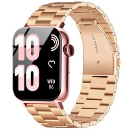 Compatible with Trendia Smart Watches Bands, Quick Release Stainless Steel Metal Replacement Straps Compatible with Trendia 1.83" TG09 Smart Watches (Rose Gold, 22mm size band)