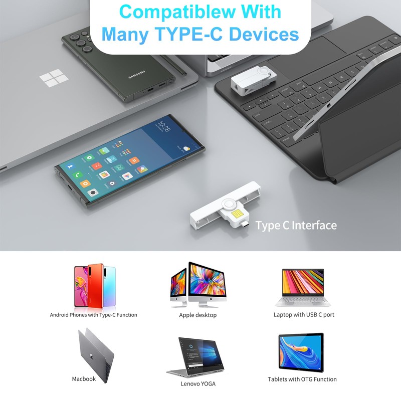 Portable Military CAC Card Reader USB C, DOD Military USB-C