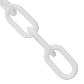 Mr. Chain Heavy Duty Plastic Barrier Chain, White, 2-Inch Link Diameter, 50-Foot Length (51001-50)