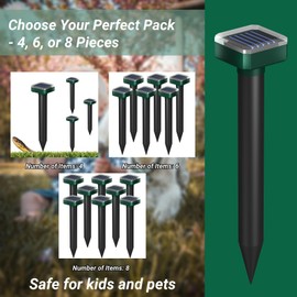 Snake Repellent for Yard, House & Garden - Outdoor/Indoor Snake Away Deterrent with Sonic Pulse, Solar Powered, Waterproof Design, Pet Safe, Effective Against Rattlesnakes, Copperheads + More (6)