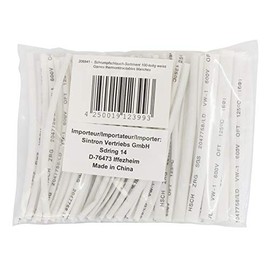 Pollin-Choice 100 Pcs Heat Shrink Tubing Assortment PVC White 100mm 1.5-13mm 2:1 Shrink Rate 125°C Shrink Temperature Space Saving Bag