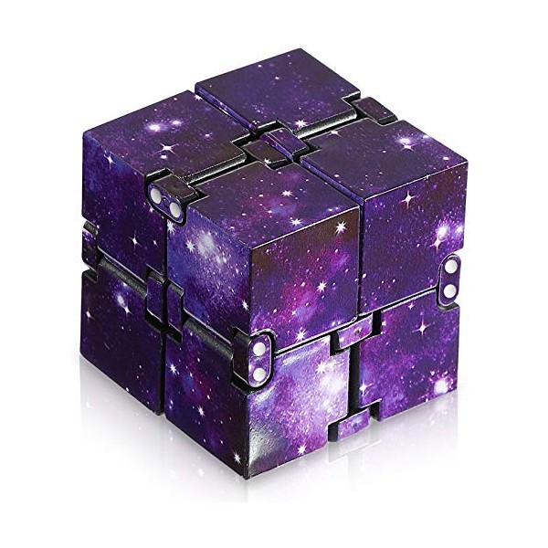 Cube Mini Fidget Toy Cube Anti Anxiety Relieves Stress Relief Time Killing Hand Twister ADD, ADHD, Anxiety, Autism Toys Party Favors Prizes Presents Adults Boys Girls (Starry Sky Purple)