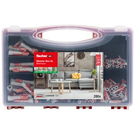 fischer Meister-Box XL Living Space, 280-Piece Dowel Set, 5-10 mm Diameter, for DIY and Professionals, Universal Use - Ideal for Unknown Surfaces Indoors and Outdoors