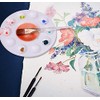 WOIWO 5Pcs Plastic Round Paint Palettes,11 Watercolor Palette Painting Tray,