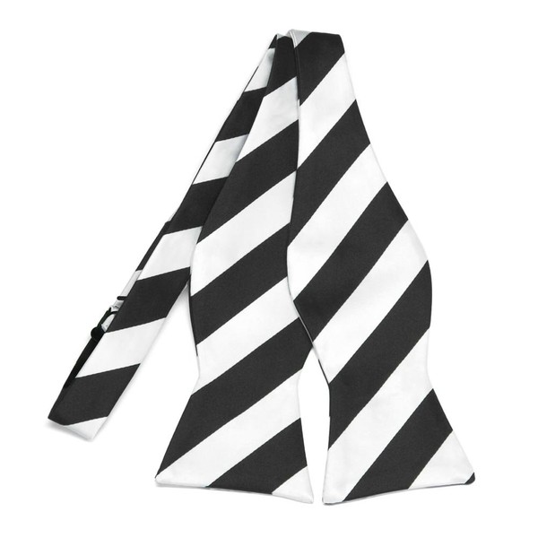 tiemart Striped Self-Tie Bow Tie (Black and White)