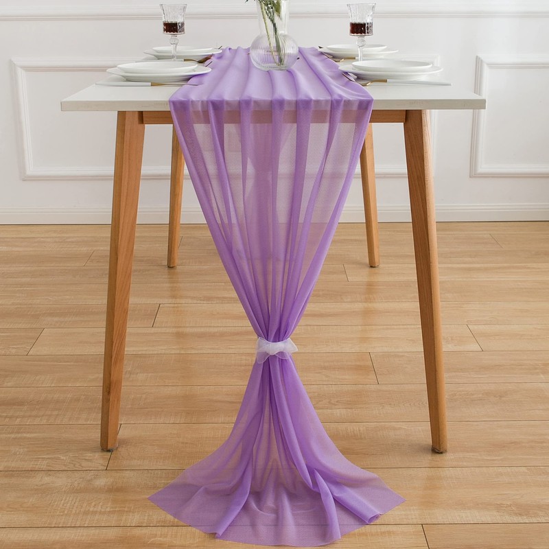 AOKSUNOVA Sheer Chiffon Table Runner for Rustic Boho Wedding Party