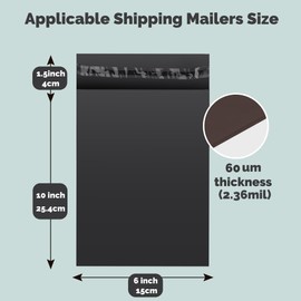 JENCENBIO Compostable Mailers Bags 6x11inch with Self-sealing Strip Eco Friendly Shipping Bags Envelopes for Clothing Shoes Packaging 50 Pack Black