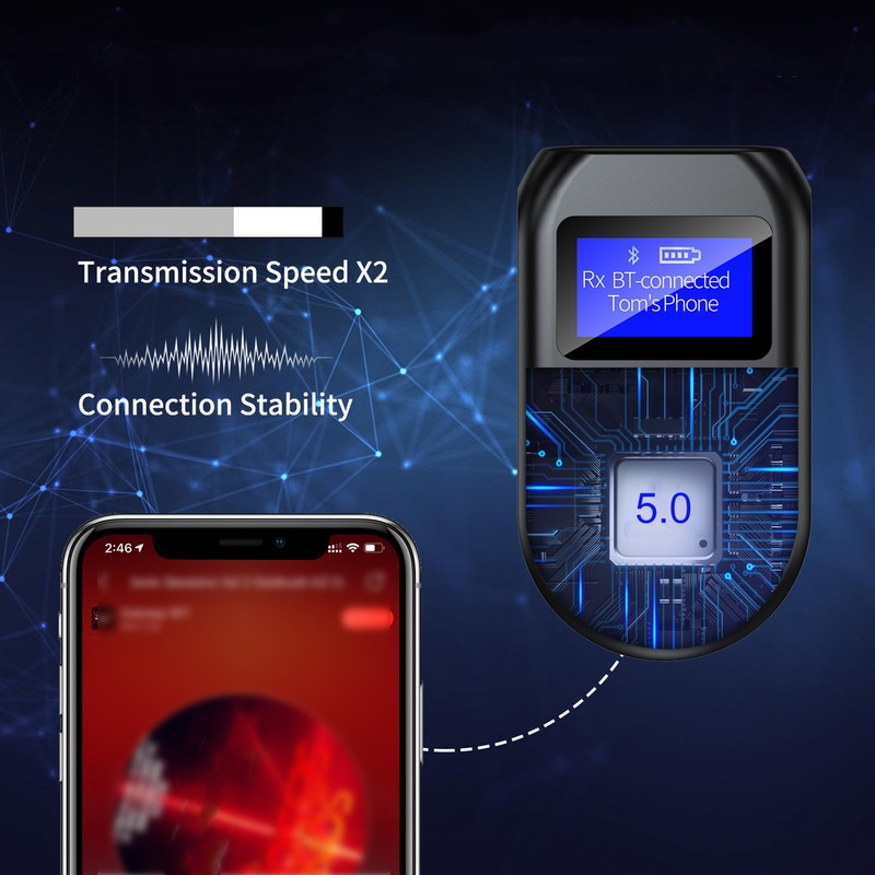 LCD Bluetooth 5.0 Adapter USB Wireless Receiver and Transmitter 2