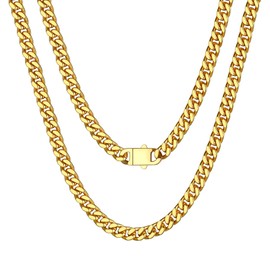 Hypoallergenic Diamond Cut Miami Cuban Link Chain for Men, Gold Chain for Men, Chain Necklace for Men Boys Women, Hip-Hop & Cool Men’s Necklace, 18K Gold Plated, 5mm Width, 22 Inch