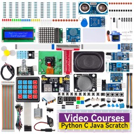 SunFounder Ultimate Starter Kit for Raspberry Pi 5 4B 3B+ 400, Python C Java Scratch Node.js, Online Detailed Manual, 161 Learning Lessons, 337 Items (Camera Module, Speaker, I2C LCD, etc.) *Raspberry