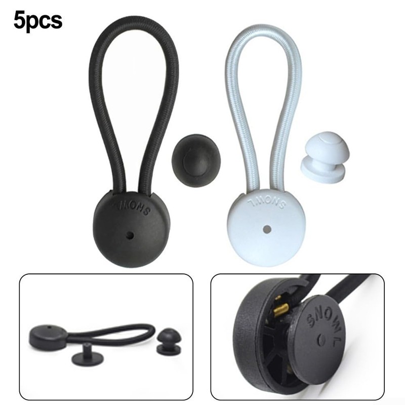 5 PCS Bungee Shock Cord Clip with Knobs, Pull Tie