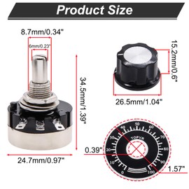 TWTADE / 2pcs rv24yn20s b103 10k ohm Single Turn Rotary Carbon Linear Variable Potentiometer,Used for Inverter speed regulation. Motor speed control + 2pcs A03 knob + 2pcs dials