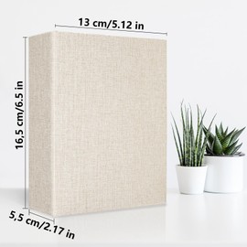 Vienrose Linen Photo Album 4x6 300 Pockets Photobooks Black Page Large Capacity Picture Albums for Valentine Wedding Christmas Birthday (100 pockets, Beige)