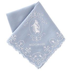 Wedgwood 138017-2202-02 Embroidered Handkerchief (Blue) Jasper [100% Cotton] Women's 18.1 inches (46 cm), blue
