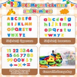 GINMIC Magnetic Letters and Numbers with Magnet Board, Alphabet ABC Magnets, Learning & Educational Toys - Uppercase Lowercase Math Symbols with Magnetic Whiteboard Chalkboard for Toddlers Kids