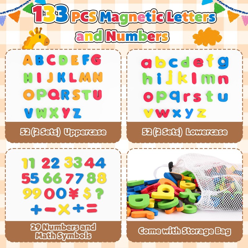 GINMIC Magnetic Letters and Numbers with Magnet Board, Alphabet ABC