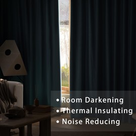 UPOPO Blackout Curtains Navy Blue 92 inches Long Bedroom Room Darkening Window Curtain Panels Living Room Divider Patio Doorway Sliding Glass Door Rod Pocket Thermal Insulated Drapes 2 Panels 52"x92"