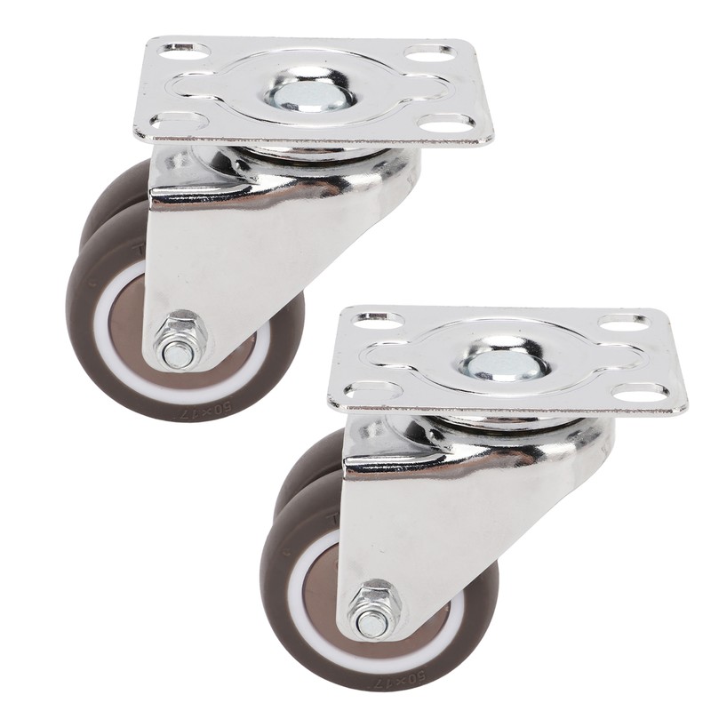 2pcs Caster Wheels Silent 360° Rotation Brake Free TPR Soft