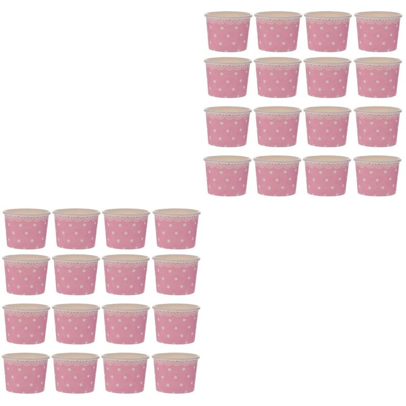 DOITOOL 100Pcs Ice Cream Sundae Cups Paper Yogurt Dessert Bowls